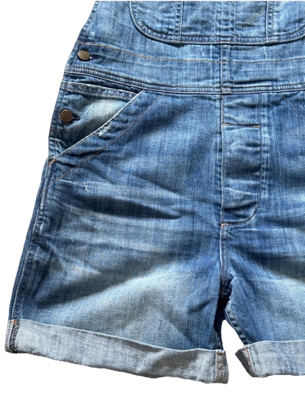 Current/Elliott The Short Tall Treasure Vintage Light Blue Denim Overalls - Picture 2 of 8